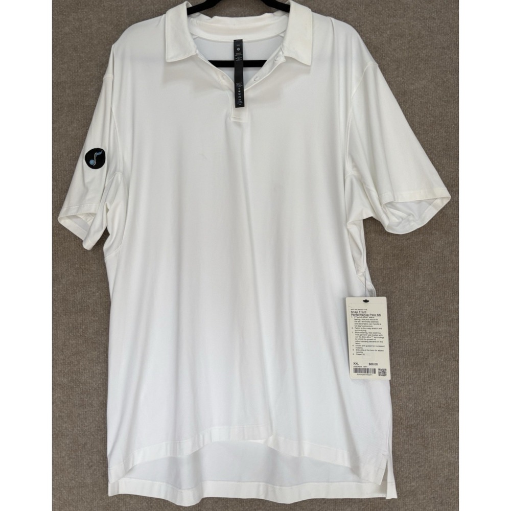 Lululemon Men's XXL Shirt White Short Sleeve Polo Performance Snap NEW Tag's